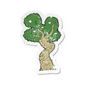 retro distressed sticker of a cartoon twisted old tree Royalty Free Stock Photo