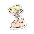 retro distressed sticker of a cartoon underwear model