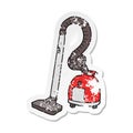 retro distressed sticker of a cartoon vacuum cleaner