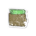 retro distressed sticker of a cartoon wallet full of money Royalty Free Stock Photo