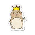 retro distressed sticker of a cartoon waving hamster Royalty Free Stock Photo