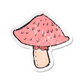 retro distressed sticker of a cartoon wild mushroom