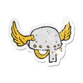 retro distressed sticker of a cartoon winged helmet