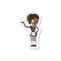 retro distressed sticker of a cartoon woman in maid costume