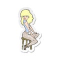 retro distressed sticker of a cartoon woman striking pose