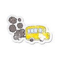 retro distressed sticker of a cartoon yellow school bus Royalty Free Stock Photo