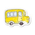 retro distressed sticker of a cartoon yellow school bus Royalty Free Stock Photo