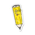 retro distressed sticker of a sly cartoon pencil Royalty Free Stock Photo