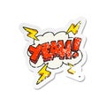 retro distressed sticker of a Yeah Cartoon symbol Royalty Free Stock Photo