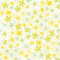 Retro ditsy scribbled doodle flower vector seamless pattern background. Dense millefleur style hand drawn florals on Royalty Free Stock Photo
