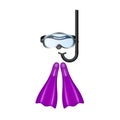Retro diving goggles with purple flippers