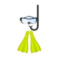 Retro diving goggles with yellow flippers