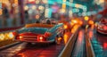 Retro Dodgem Cars Glowing at Evening Fairground