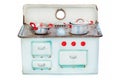 Retro doll house cooking stove isolated on white Royalty Free Stock Photo