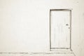 Retro door cartoon of black outline, blank, on white background, texture, copy space