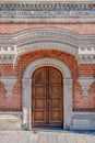 Retro door in Russian style. Door of Igumnov house. Ancient mansion, old palace in center of Moscow city, Russia. French embassy. Royalty Free Stock Photo