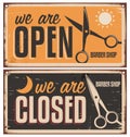 Retro door signs for barber shop Royalty Free Stock Photo