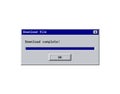Retro download bar, alert window mockup in classic style, old system user interface of copy or saving process. Vector