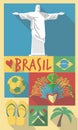 Retro Drawing of Brazil Sao Paulo Cultural Symbols