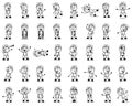 Retro Drawing of Cartoon Vendor Poses - Set of Concepts Vector illustrations