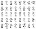 Retro Drawing of Cartoon Vendor Poses - Set of Concepts Vector illustrations