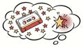 Retro Dream Bubble with Cassette and Star, Pop Art Style, vector design Generative AI Royalty Free Stock Photo