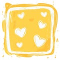 A retro Easter egg hunt border in a flat yellow style, designed as a rectangular frame with ornaments. This stock