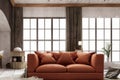 retro eclectic design of vibrant interior living room