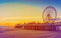 Retro Effect Photo Filter: Blackpool Central Pier and Ferris Wheel, Lancashire, England, UK Royalty Free Stock Photo