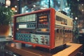retro electronic device for industrial and scientific research and measurements, a close-up object in interior of expocenter