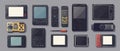 Electronic devices collection on gray background Royalty Free Stock Photo