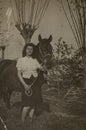 Retro Elegance: Woman with Horse in the Countryside