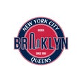 Retro emblem city of New York and the Brooklyn Bridge