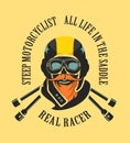 Retro emblem motorcyclist