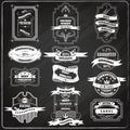 Retro emblems set chalk blackboard