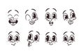 Retro Emoji Black and White Set. Charming Collection Of Classic Vintage Emoticons Monochrome Nostalgic Icons