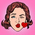 Retro Emoji love kiss heart woman face