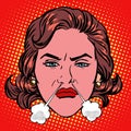Retro Emoji rage anger boiling woman face