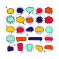 Retro empty comic bubbles in bright colors or speech and thought icon set on isolated white background. Pop art style, vintage Royalty Free Stock Photo