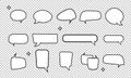 Retro empty comic bubbles icon or speech and thought icon set on isolated background. Pop art style, vintage design. EPS 10 vector Royalty Free Stock Photo