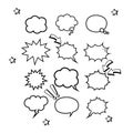 Retro empty comic bubbles or speech and thought set icon in white color on an isolated white background. Pop art style, vintage Royalty Free Stock Photo