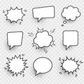 Retro empty comic speech bubbles set with black halftone shadows. Vintage design, pop art style - stock Royalty Free Stock Photo