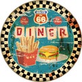 Retro enamel route 66 diner sign, Royalty Free Stock Photo