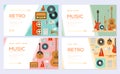 Retro equipment music set. Traditional melody brochure card set. festival template of flyear, web banner, ui header