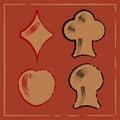 Retro Etcher_Diamond Club Heart Spade_Poker Card_Icon Logo Avatar