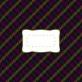 Retro etiquette on diagonally tartan pattern Royalty Free Stock Photo