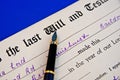 Retro example of Last Will and Testament. Royalty Free Stock Photo