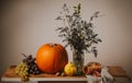 Retro fall still life with fruits and vegetables