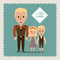 Retro family father their children