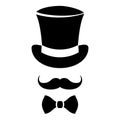 Retro fashion icon, tophat and bowtie Royalty Free Stock Photo